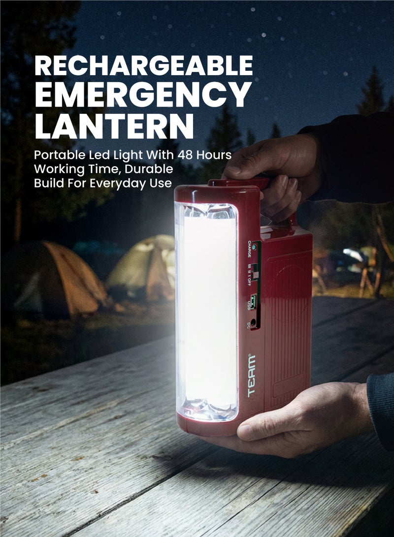TEAM Rechargeable Emergency Lantern – 48 Hours Working Time, LED Light, Solar & USB Charging, Portable Emergency Lamp for Home, Camping & Outdoor Use - Image 2
